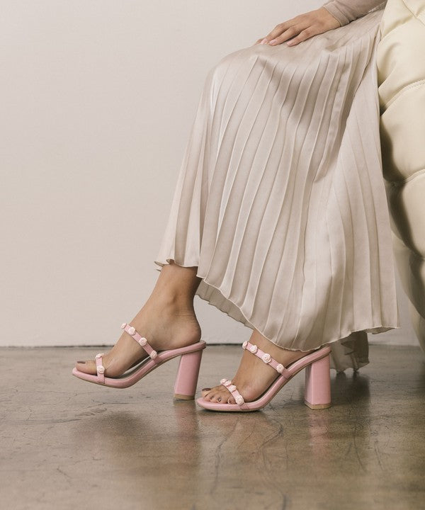 Nia Rosette Adorned Heel Sandal