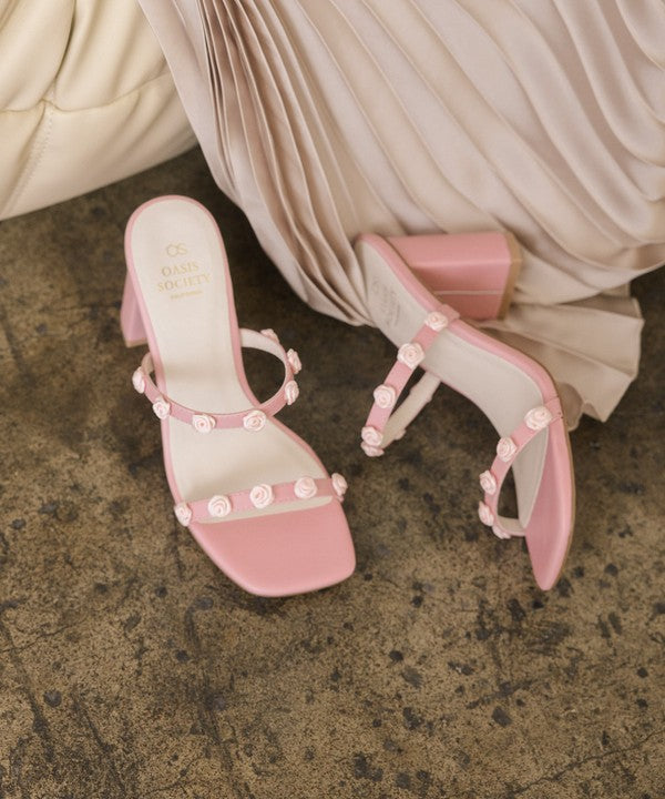 Nia Rosette Adorned Heel Sandal