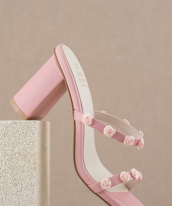 Nia Rosette Adorned Heel Sandal