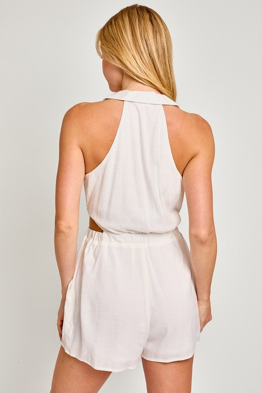 PREORDER - Good Afternoon Collared Sleeveless Romper