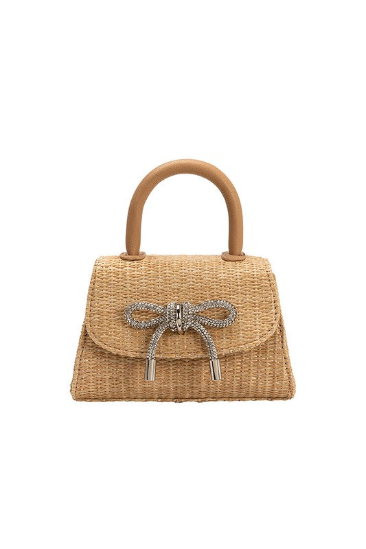 Melie Bianco Sabrina Straw Mini Top Handle Bag