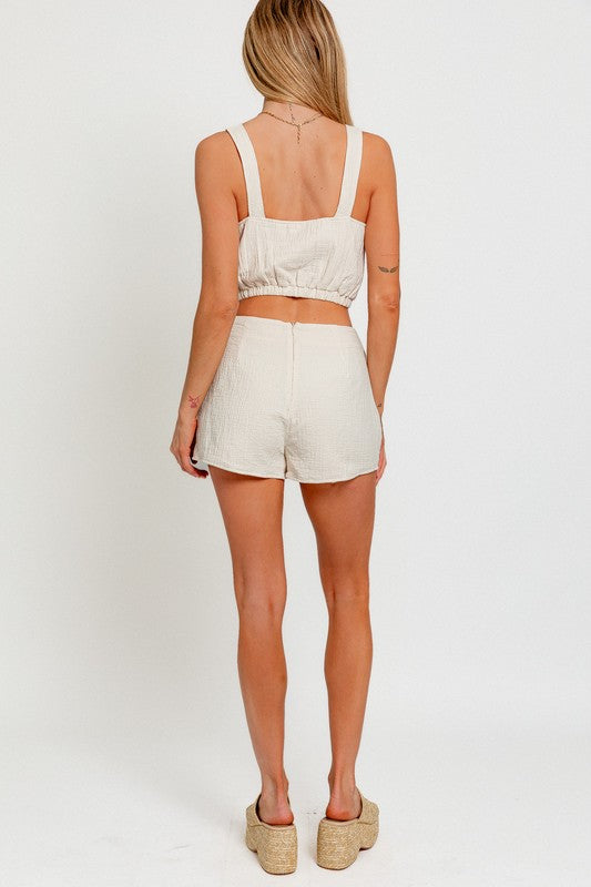 Naples Cotton Cropped Top & Shorts Set