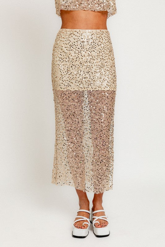 Backstage Gold Sequin Maxi Skirt