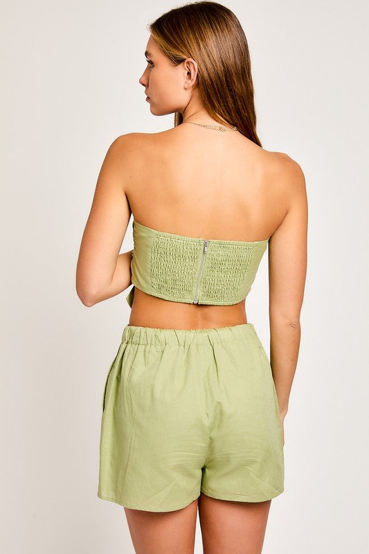 This Aesthetic Linen Bow Tube Top