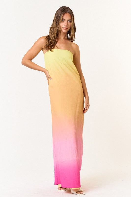 Sherbert Dip Dye Tube Maxi Dress