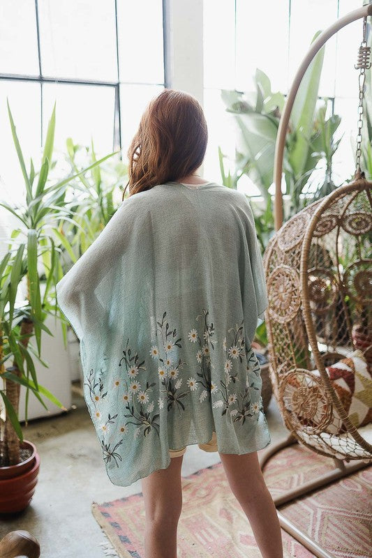 Spring Daisy Flower Woven Kimono