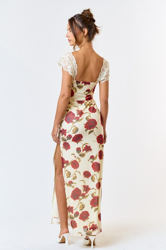 Rose To The Occasion Lace Floral Maxi Dress