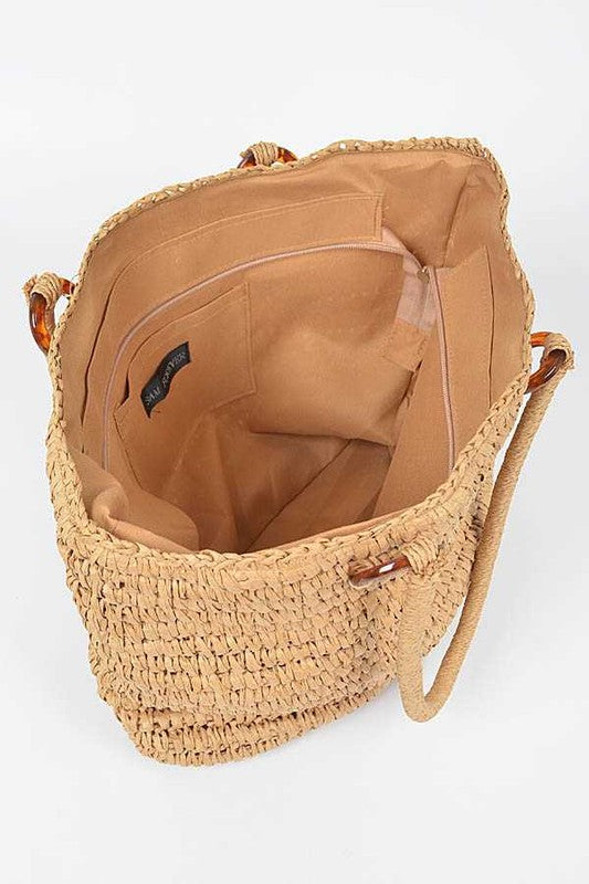 Sandy Shores Straw Summer Tote Bag
