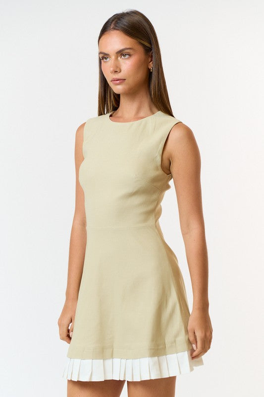 Work and Play Sleeveless Pleated Mini Dress