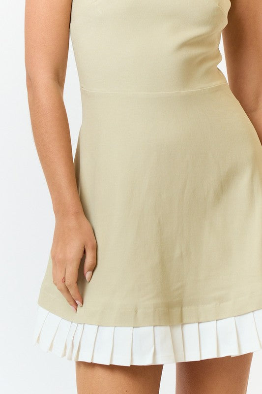 Work and Play Sleeveless Pleated Mini Dress