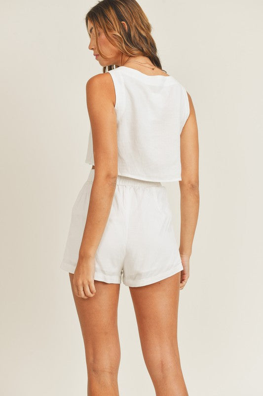 Amalfi Linen Cropped Top & Shorts Set