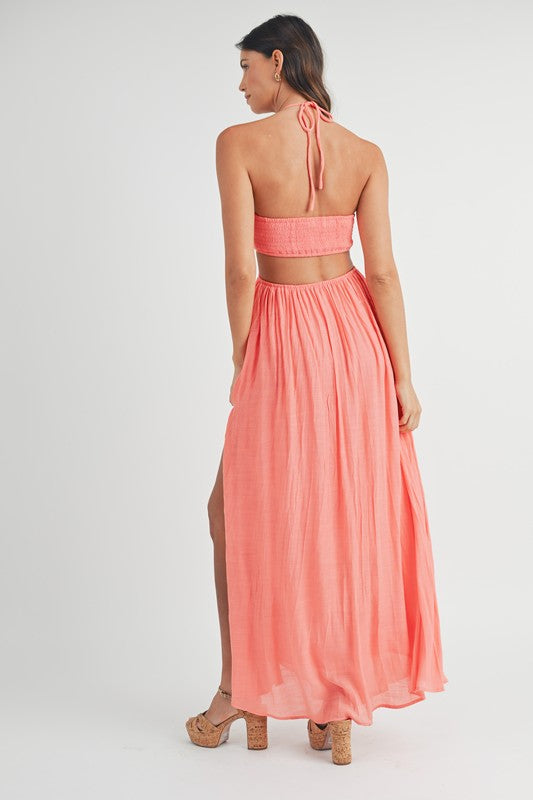 Coral Halter Maxi Dress Lithologie Co. Coral Halter Maxi Dress Lithologie Co.
