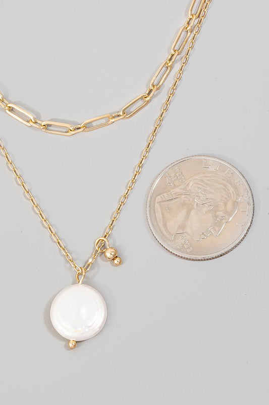 Pearl Drop Chain Layer Necklace Set