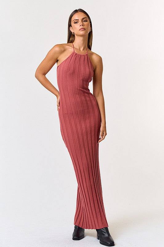 Young Heart Sweater Halter Maxi Dress