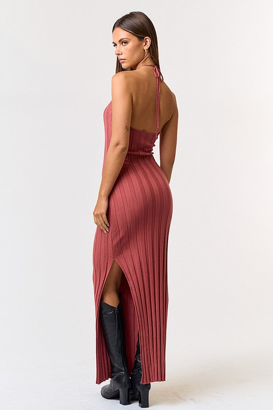 Young Heart Sweater Halter Maxi Dress