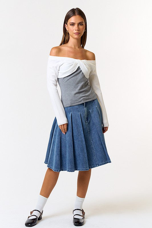 It's Twisted Front Off Shoulder Sweater Top