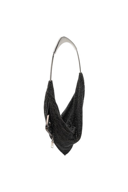 Melie Bianco Athena Crystal Mesh Top Handle Bag