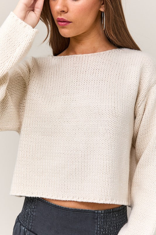 Alyson Knit Boat Neck Boxy Sweater