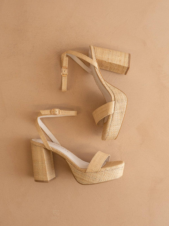 Sun Deck Raffia Platform Heel