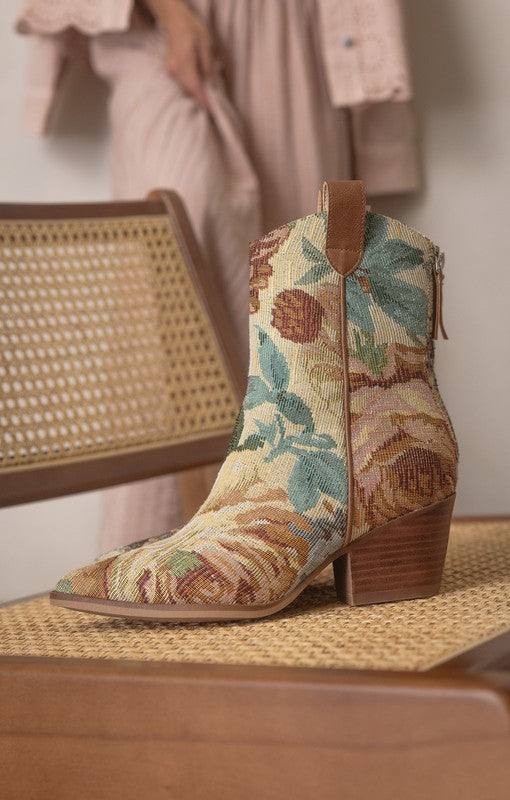 Garden Stroll Brocade Western Bootie