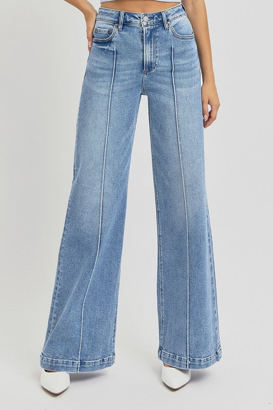 Kyleen High Waisted Pintuck Wide Leg Jeans – Lithologie Co.
