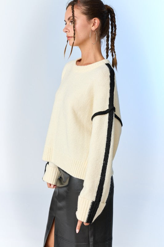 Zoe Contrast Piping Sweater