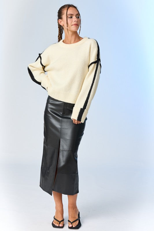 Zoe Contrast Piping Sweater