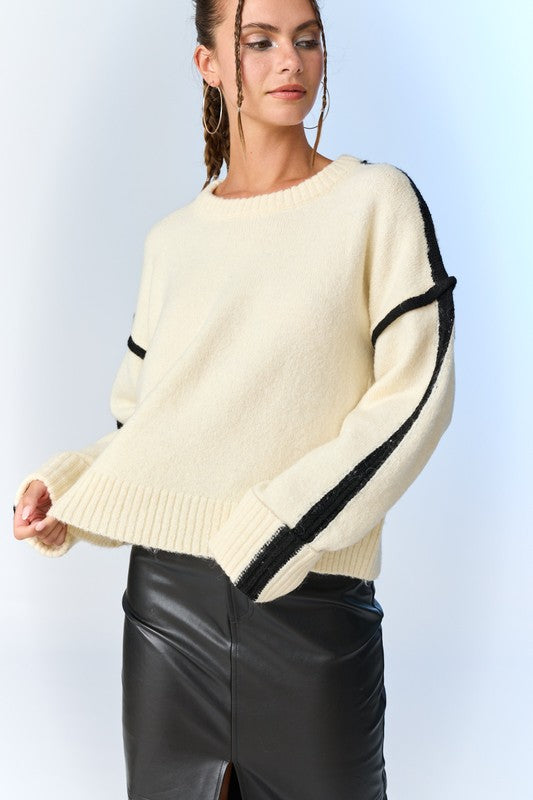 Zoe Contrast Piping Sweater