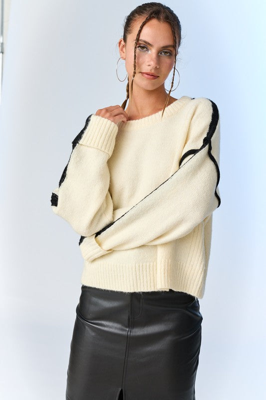 Zoe Contrast Piping Sweater