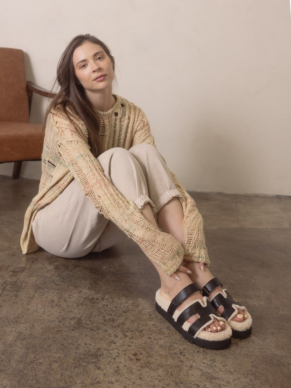 Adelene Sherpa Lined H-Strap Sandal