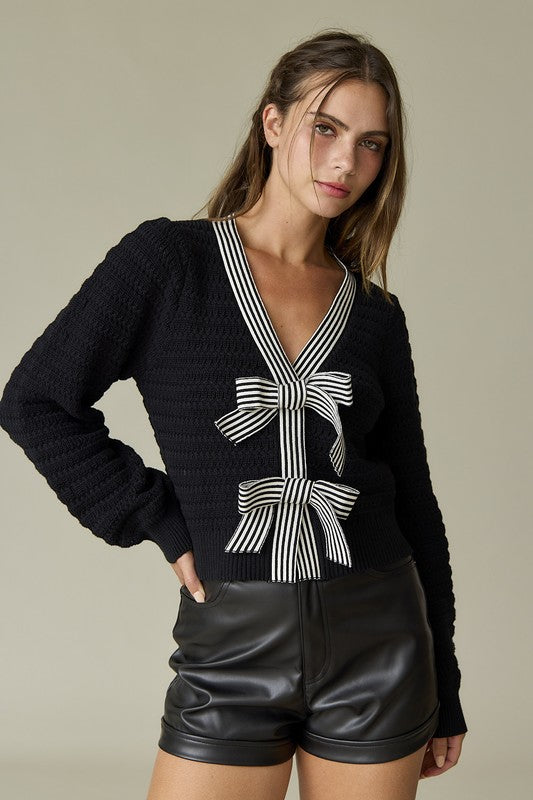 PREORDER - Harper Bow Knit Sweater Top