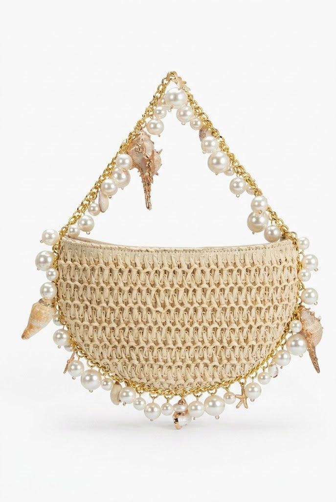 Isla Straw Shell Top Handle Bag