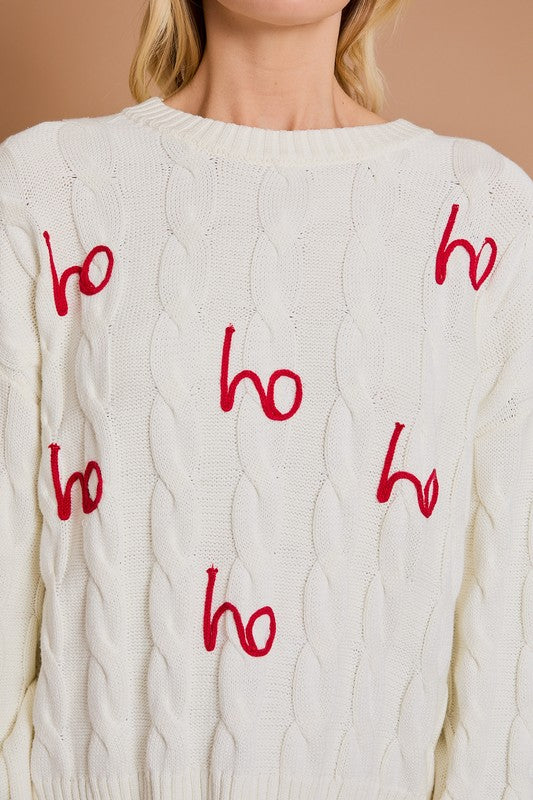 'Ho Ho Ho' Round Neck Pullover Christmas Sweater