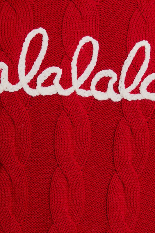 'Falalalala' Cable Knit Christmas Sweater - Large - Final Sale