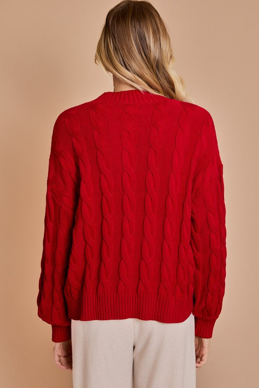 'Falalalala' Cable Knit Christmas Sweater - Large - Final Sale