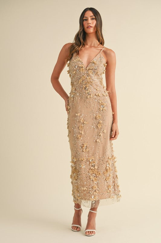 Here To Charm Floral Applique Maxi Dress