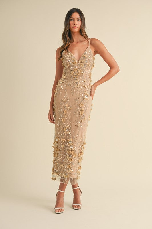 Here To Charm Floral Applique Maxi Dress