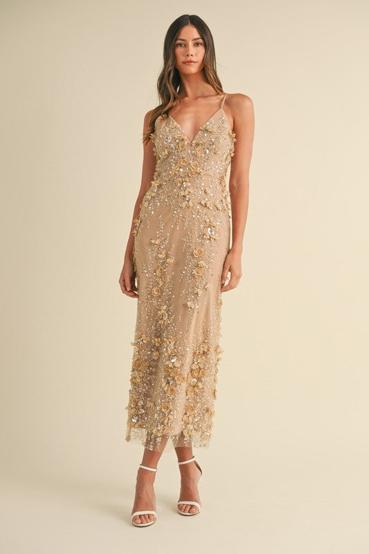 Here To Charm Floral Applique Maxi Dress