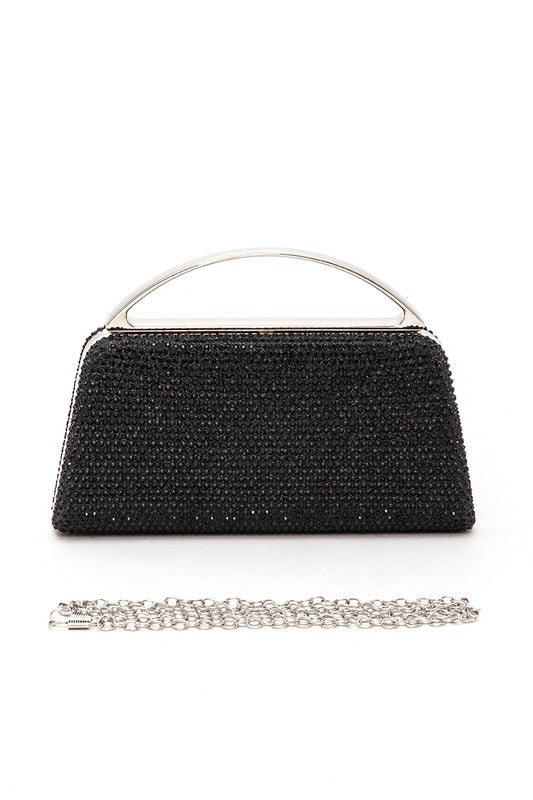 Top Handle Rhinestone Box Clutch