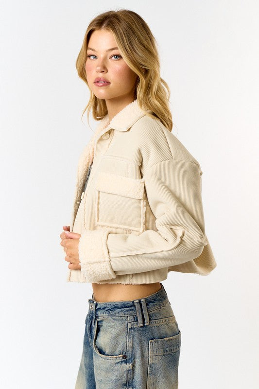 Around Town Corduroy Collared Sherpa Jacket