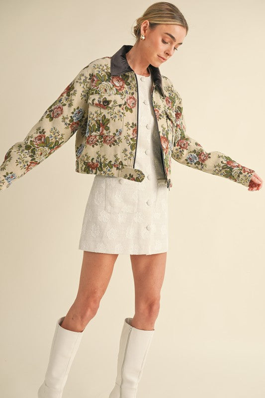 Garden Stroll Tapestry Collared Jacket