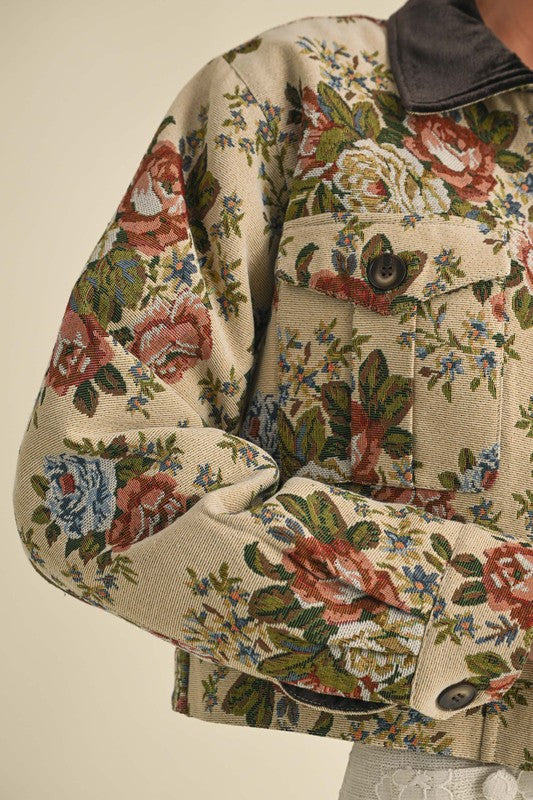 Garden Stroll Tapestry Collared Jacket