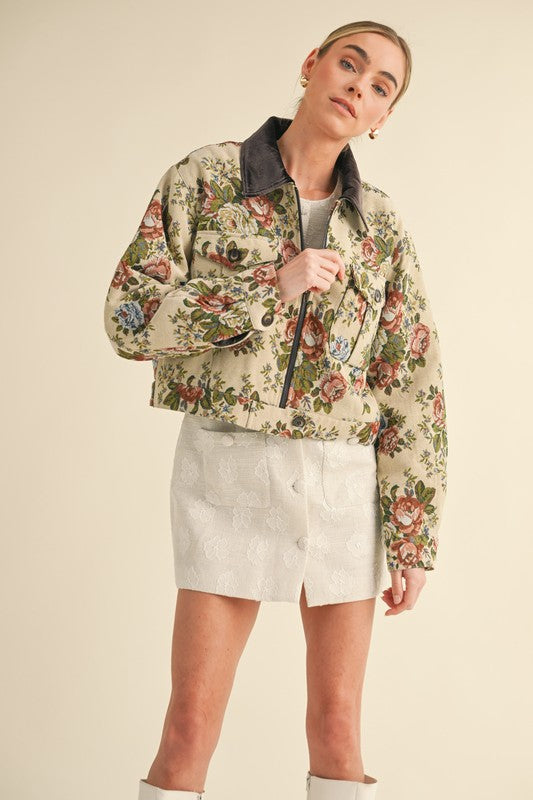 Garden Stroll Tapestry Collared Jacket