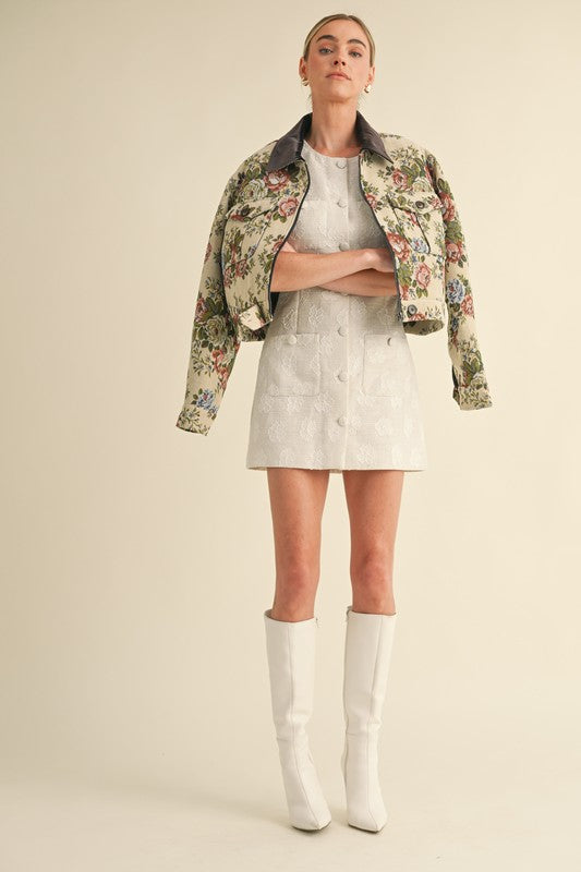 Garden Stroll Tapestry Collared Jacket