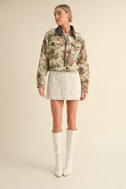 Garden Stroll Tapestry Collared Jacket