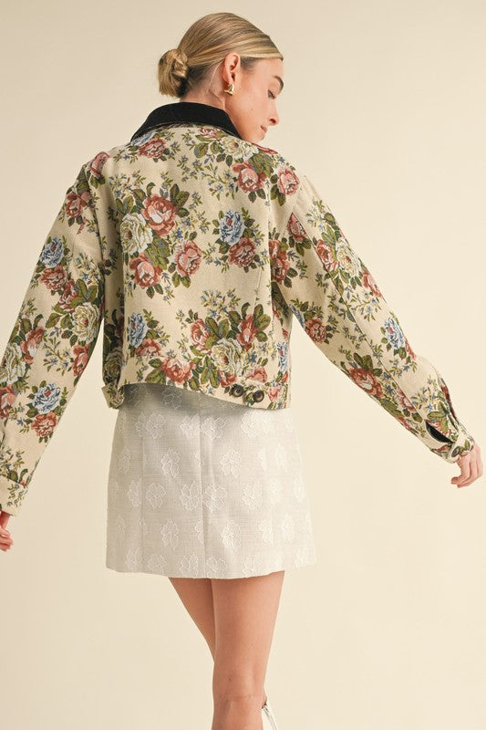 Garden Stroll Tapestry Collared Jacket