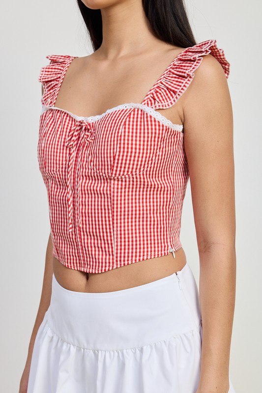 Picnic Date Gingham Ruffle Corset Top