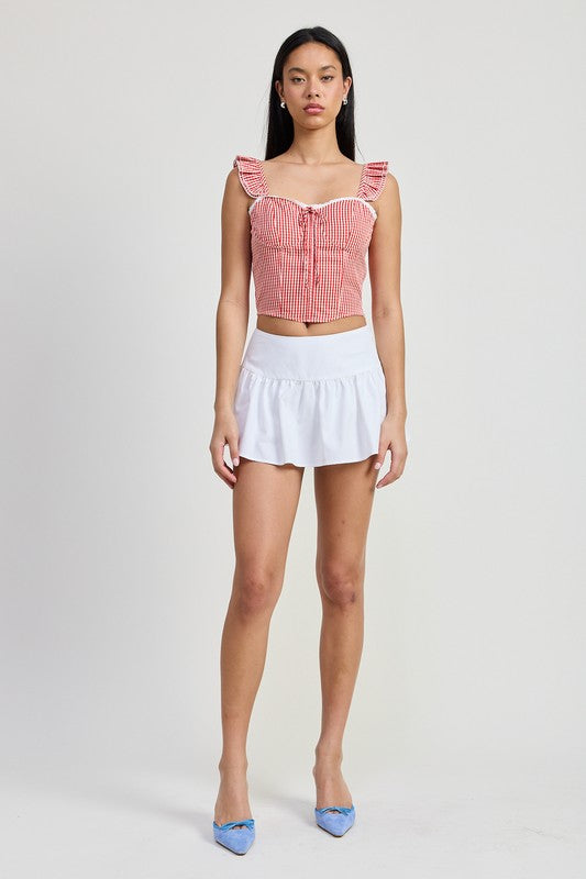 Picnic Date Gingham Ruffle Corset Top