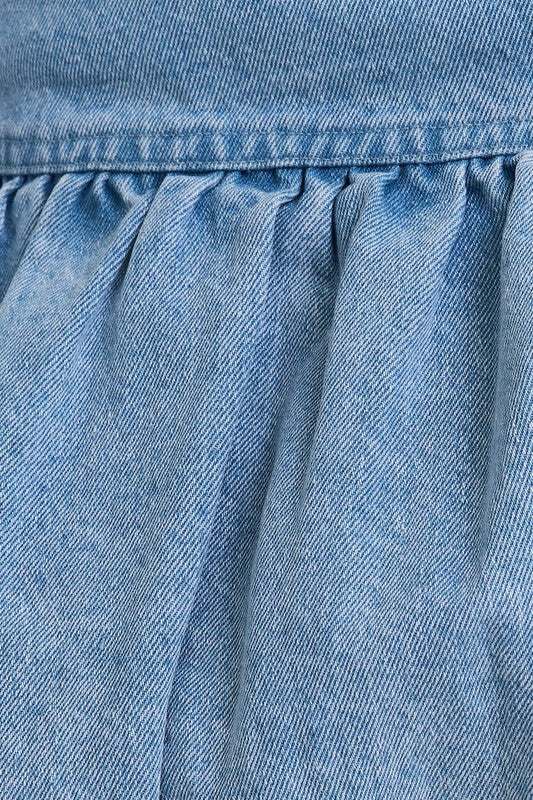 Fomi Denim Puff Hem Bubble Mini Skirt