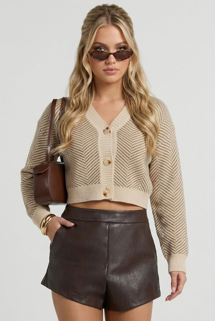 Chevron Button-Down Cardigan